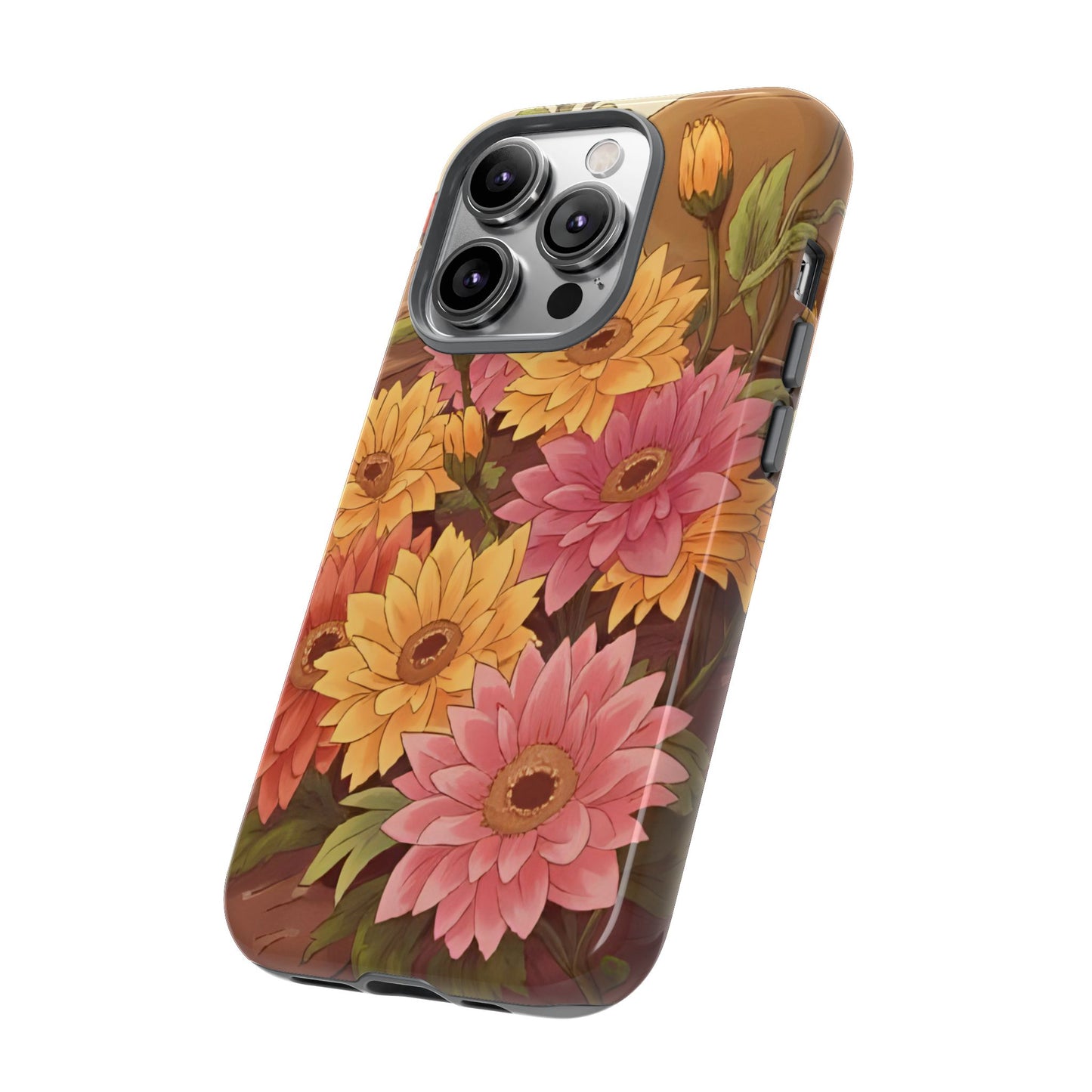 Floral Phone Case - Colorful Flower Design, Tough Protective Case, Gift for Nature Lovers, Spring Accents, Cute Accessories