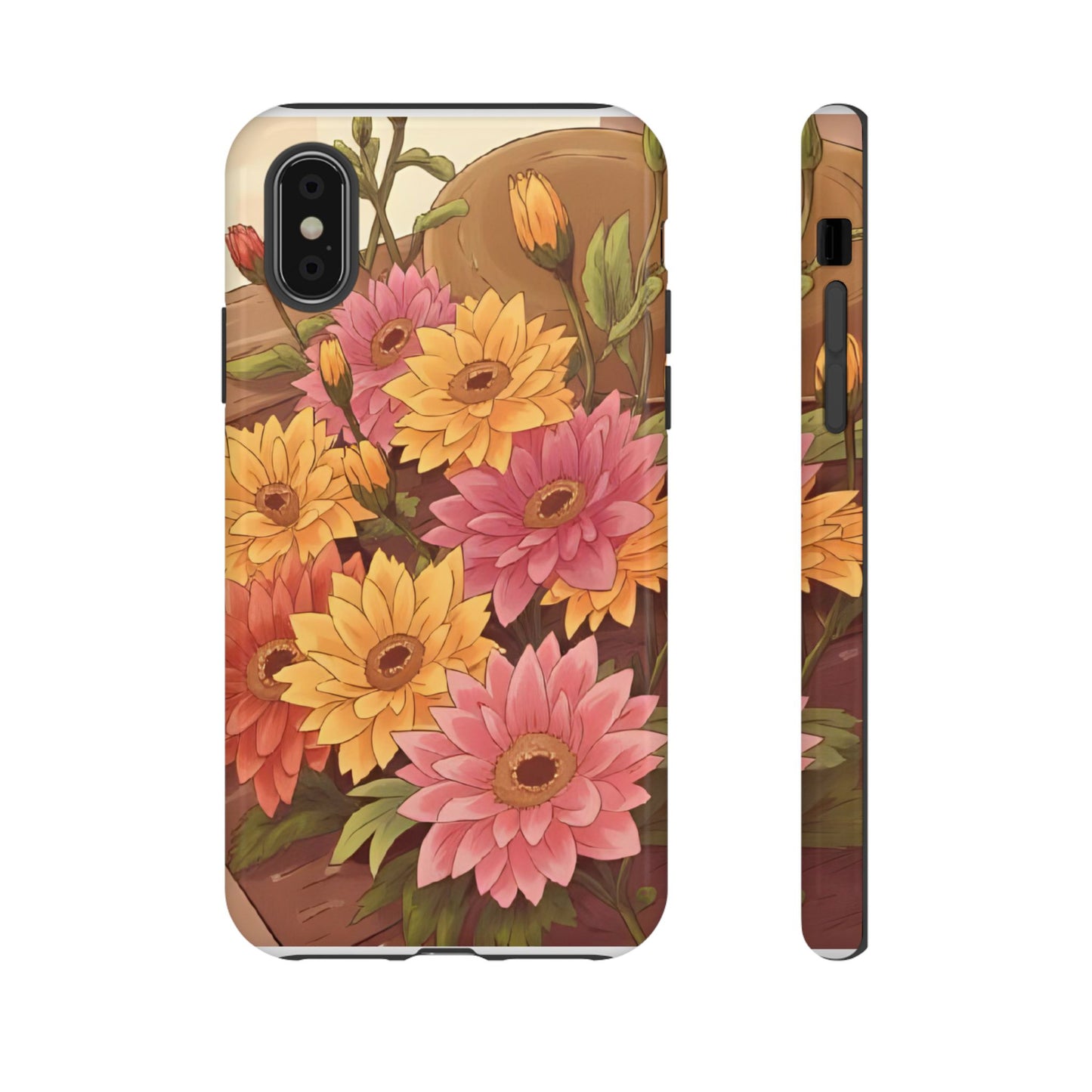 Floral Phone Case - Colorful Flower Design, Tough Protective Case, Gift for Nature Lovers, Spring Accents, Cute Accessories