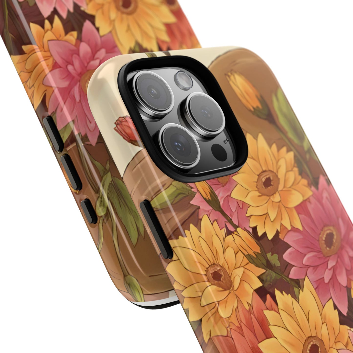Floral Phone Case - Colorful Flower Design, Tough Protective Case, Gift for Nature Lovers, Spring Accents, Cute Accessories