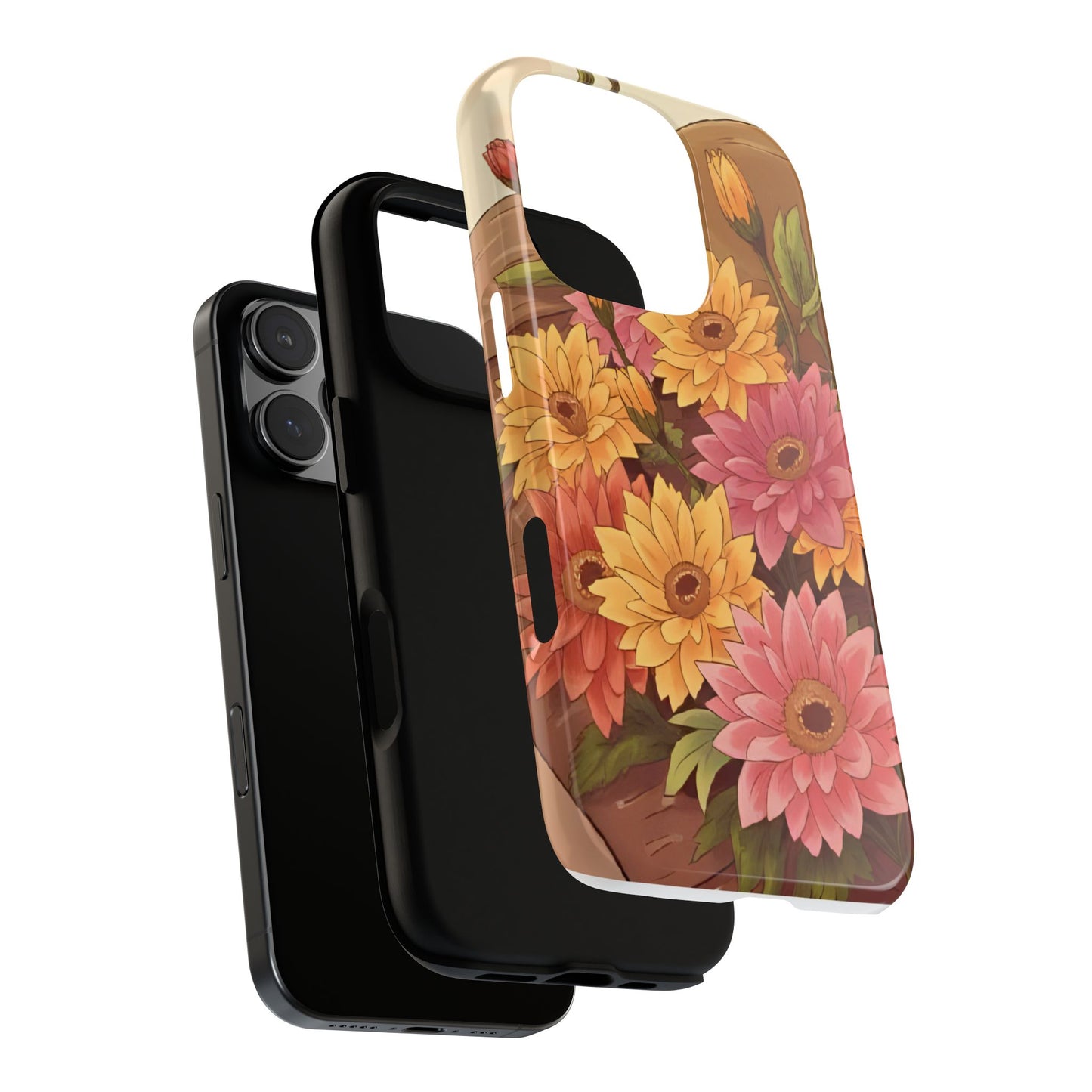 Floral Phone Case - Colorful Flower Design, Tough Protective Case, Gift for Nature Lovers, Spring Accents, Cute Accessories