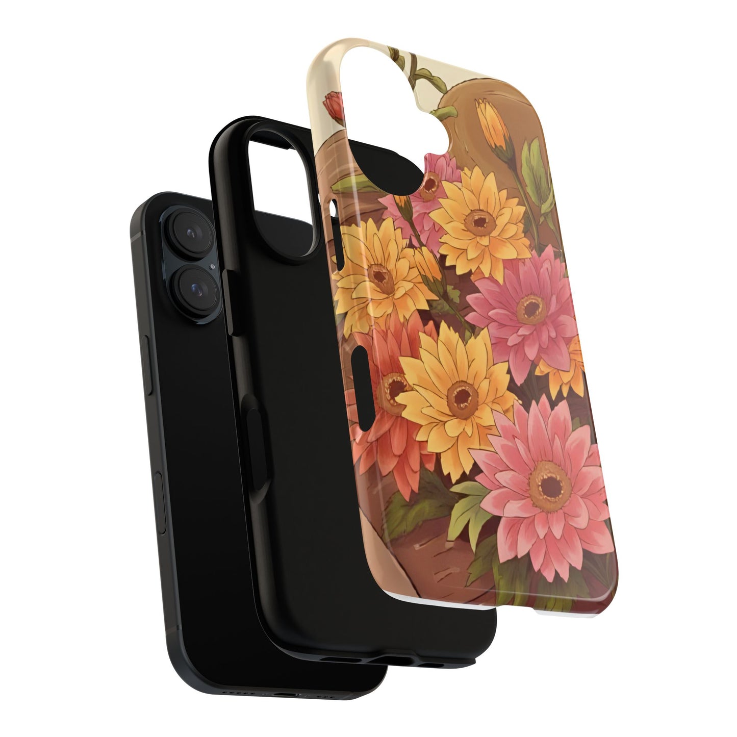 Floral Phone Case - Colorful Flower Design, Tough Protective Case, Gift for Nature Lovers, Spring Accents, Cute Accessories