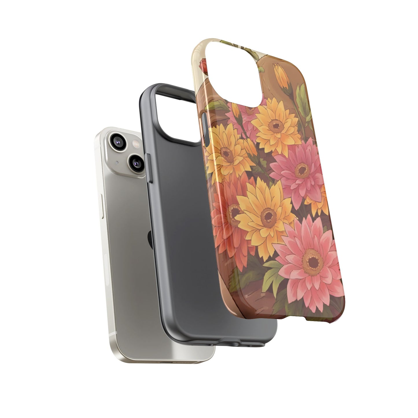 Floral Phone Case - Colorful Flower Design, Tough Protective Case, Gift for Nature Lovers, Spring Accents, Cute Accessories