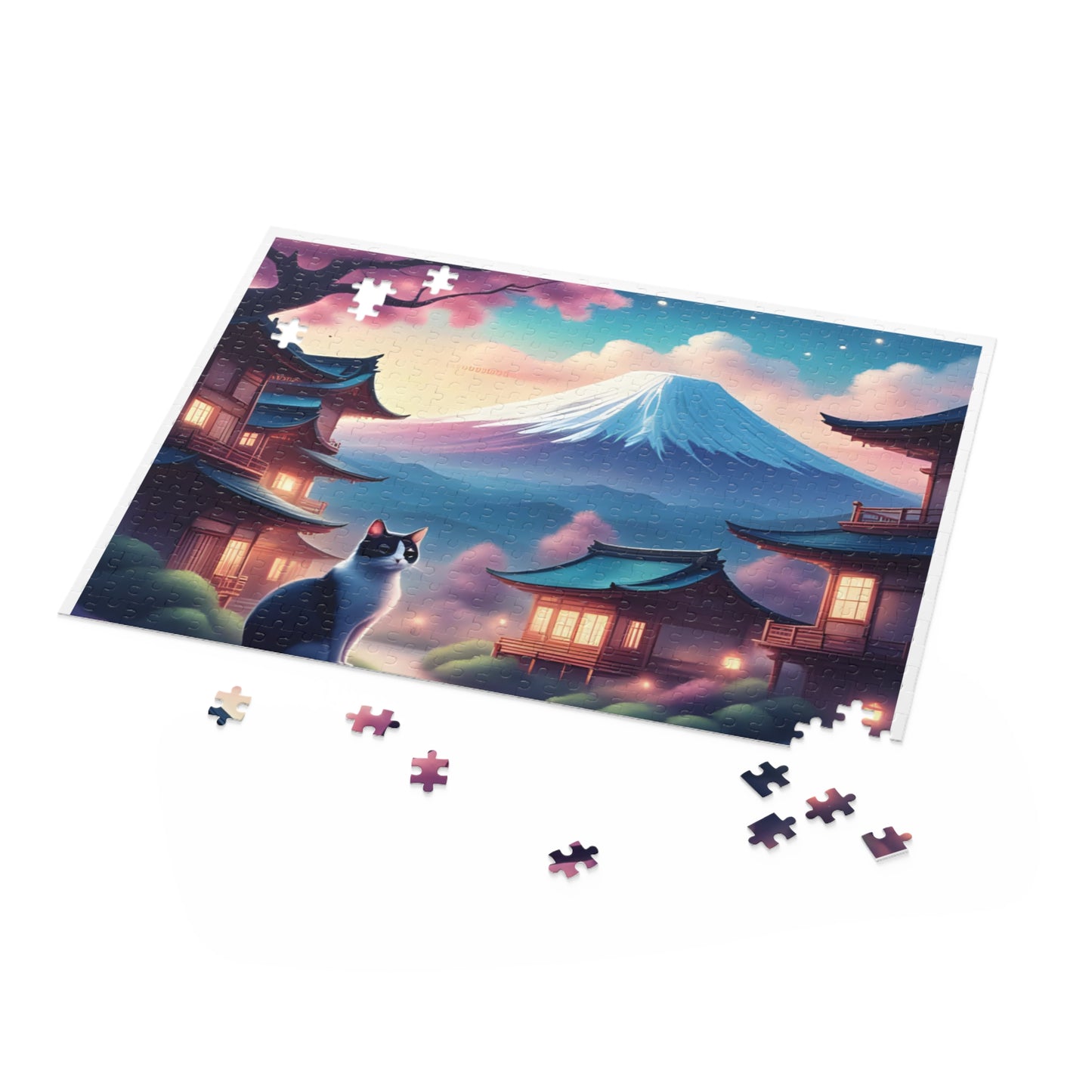 Serene Landscape Puzzle with Cat - 120, 252, 500-Piece, Jigsaw for Cat Lovers, Home Decor, Game Night, Gift for All Occasions