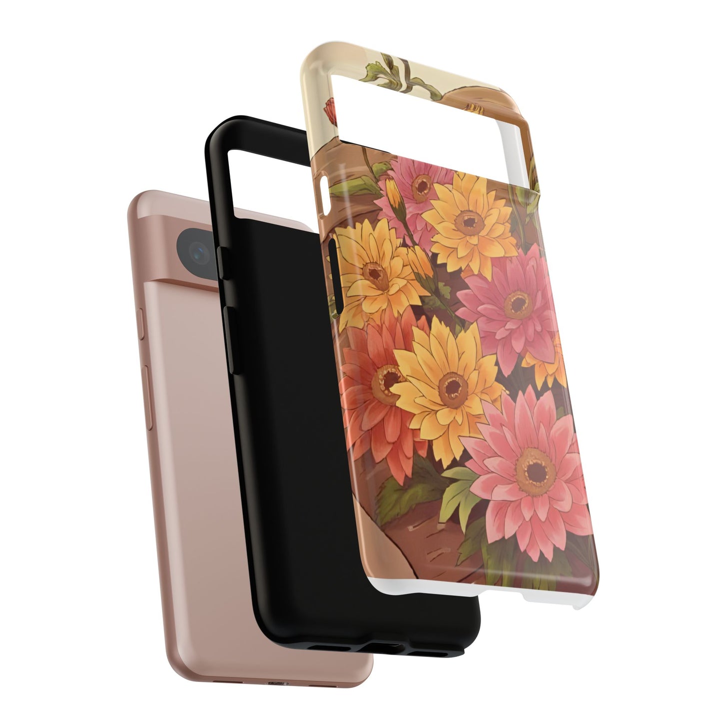 Floral Phone Case - Colorful Flower Design, Tough Protective Case, Gift for Nature Lovers, Spring Accents, Cute Accessories