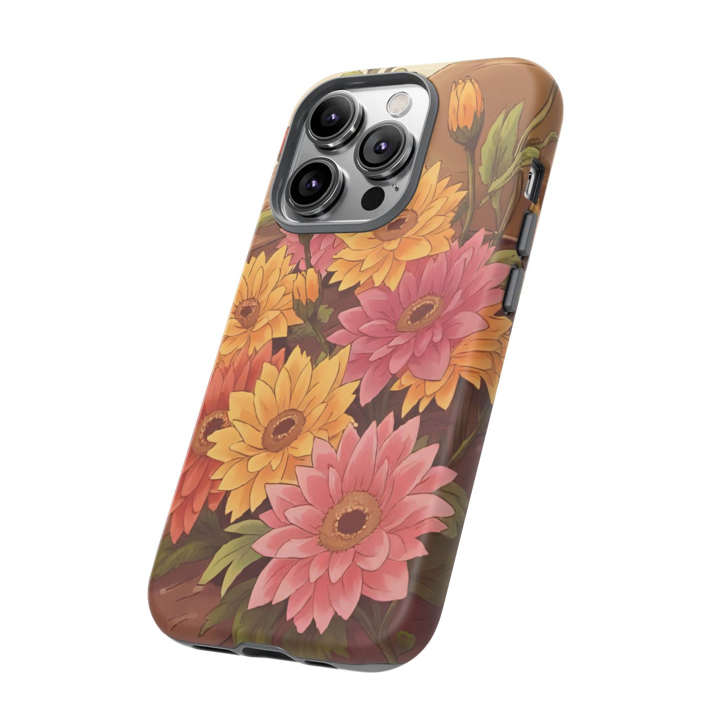 Floral Phone Case - Colorful Flower Design, Tough Protective Case, Gift for Nature Lovers, Spring Accents, Cute Accessories