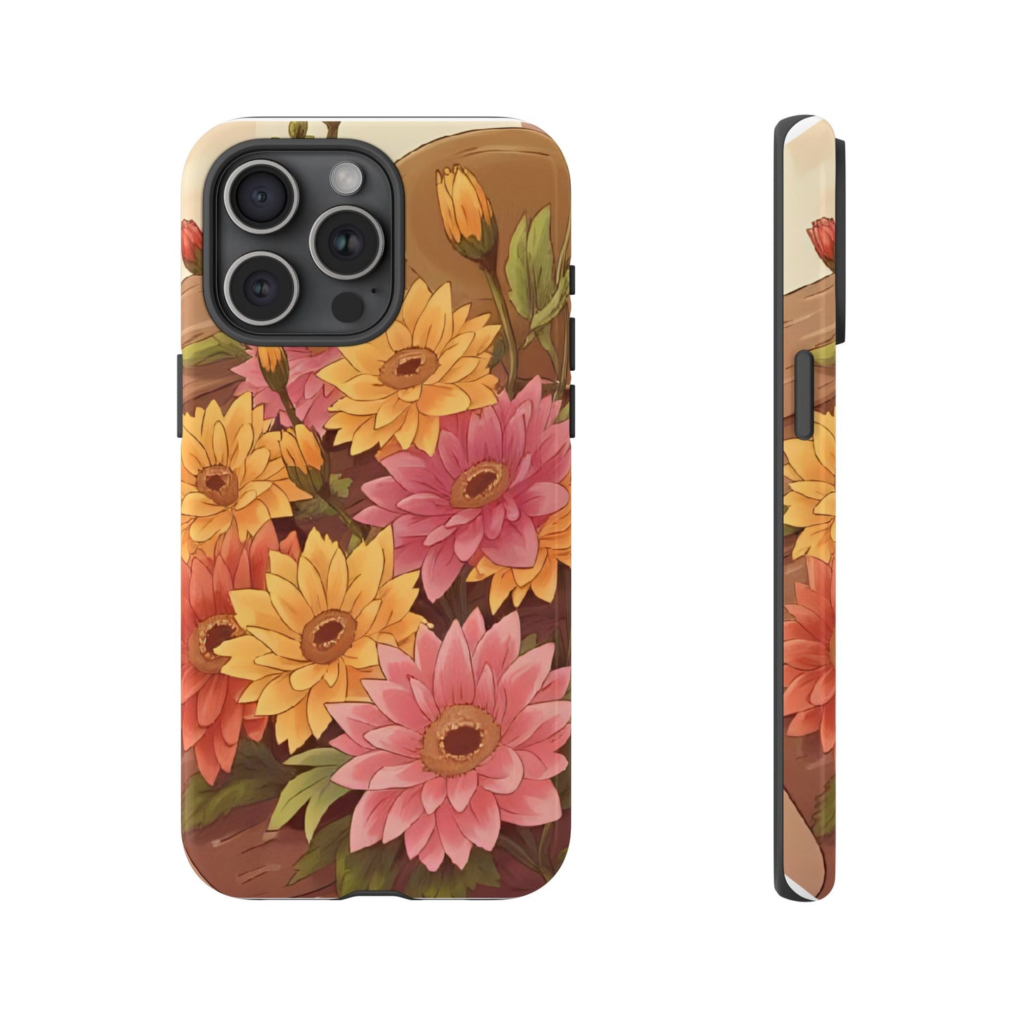 Floral Phone Case - Colorful Flower Design, Tough Protective Case, Gift for Nature Lovers, Spring Accents, Cute Accessories