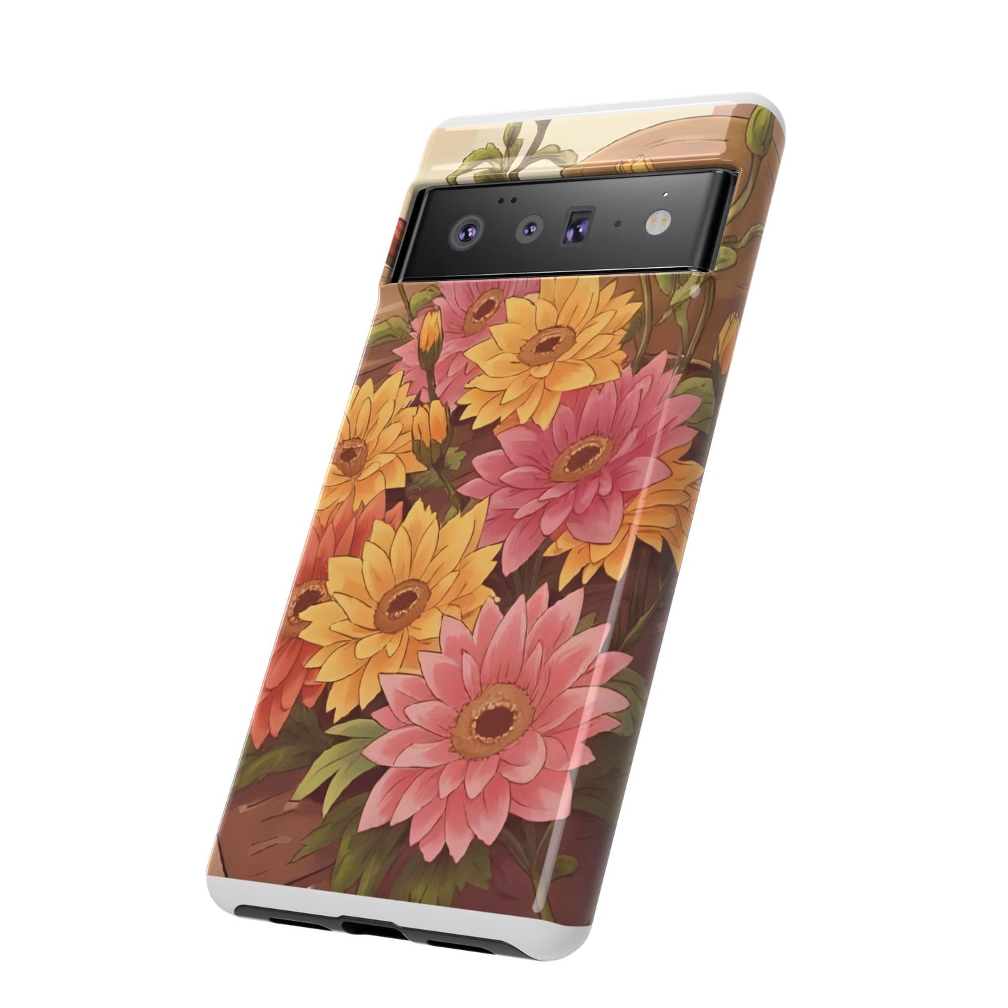 Floral Phone Case - Colorful Flower Design, Tough Protective Case, Gift for Nature Lovers, Spring Accents, Cute Accessories