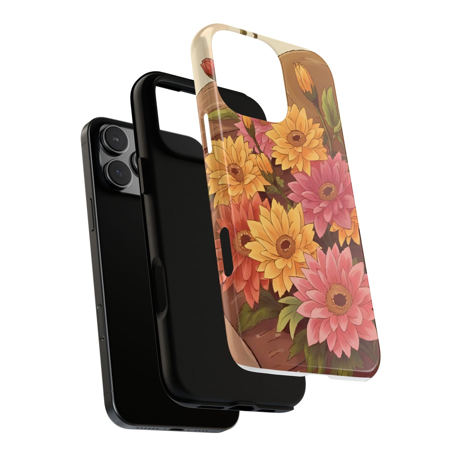 Floral Phone Case - Colorful Flower Design, Tough Protective Case, Gift for Nature Lovers, Spring Accents, Cute Accessories