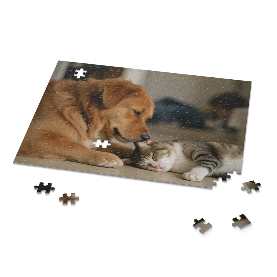 Cozy Pet Puzzle for Animal Lovers, 120-500 Pieces, Dog Cat Lovers Gift, Cat Dog Puzzle, Home Decor Puzzle, Family Bonding Activity