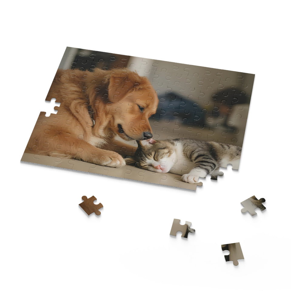 Cozy Pet Puzzle for Animal Lovers, 120-500 Pieces, Dog Cat Lovers Gift, Cat Dog Puzzle, Home Decor Puzzle, Family Bonding Activity