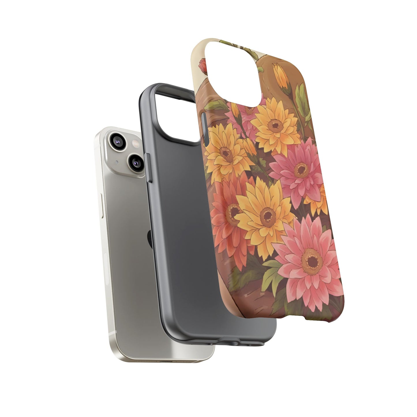Floral Phone Case - Colorful Flower Design, Tough Protective Case, Gift for Nature Lovers, Spring Accents, Cute Accessories