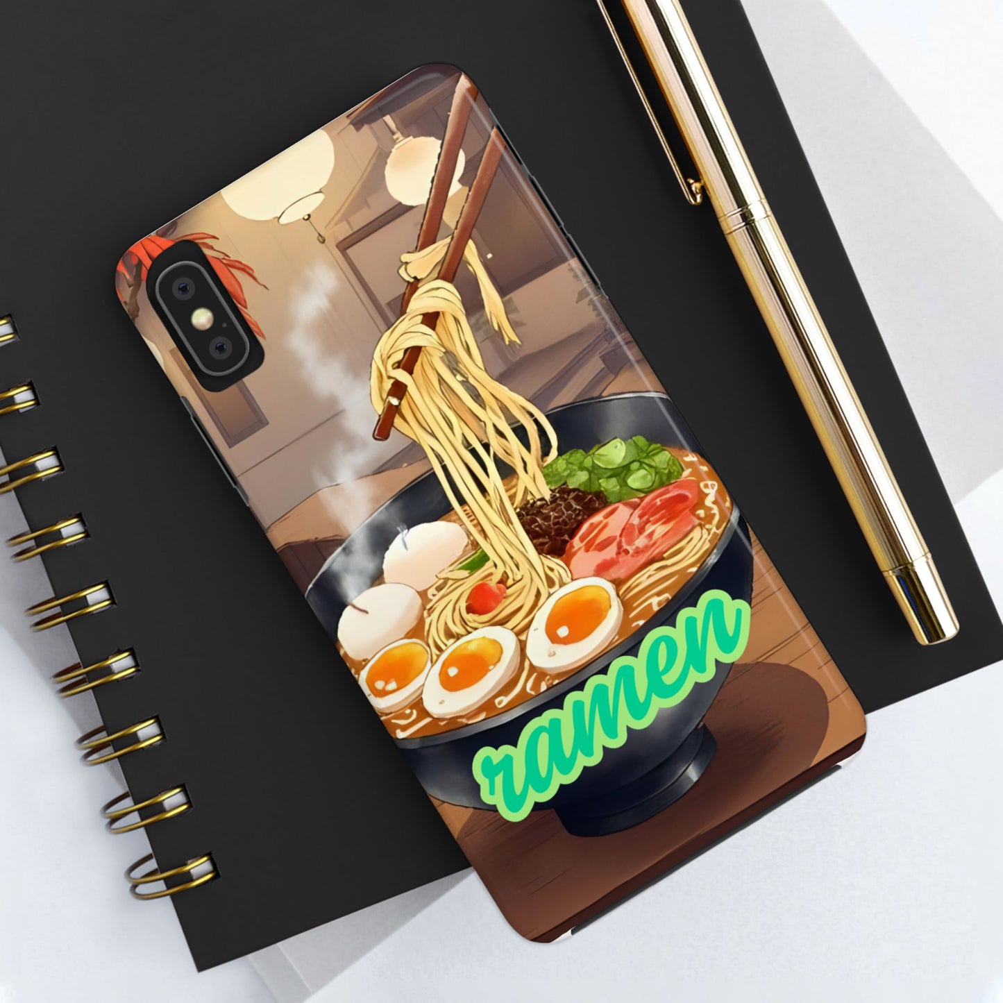 Ramen Bowl Phone Case, Cute Tough Phone Case, Anime Aesthetic Accessories, Gift for Food Lovers, Customizable Phone Protection