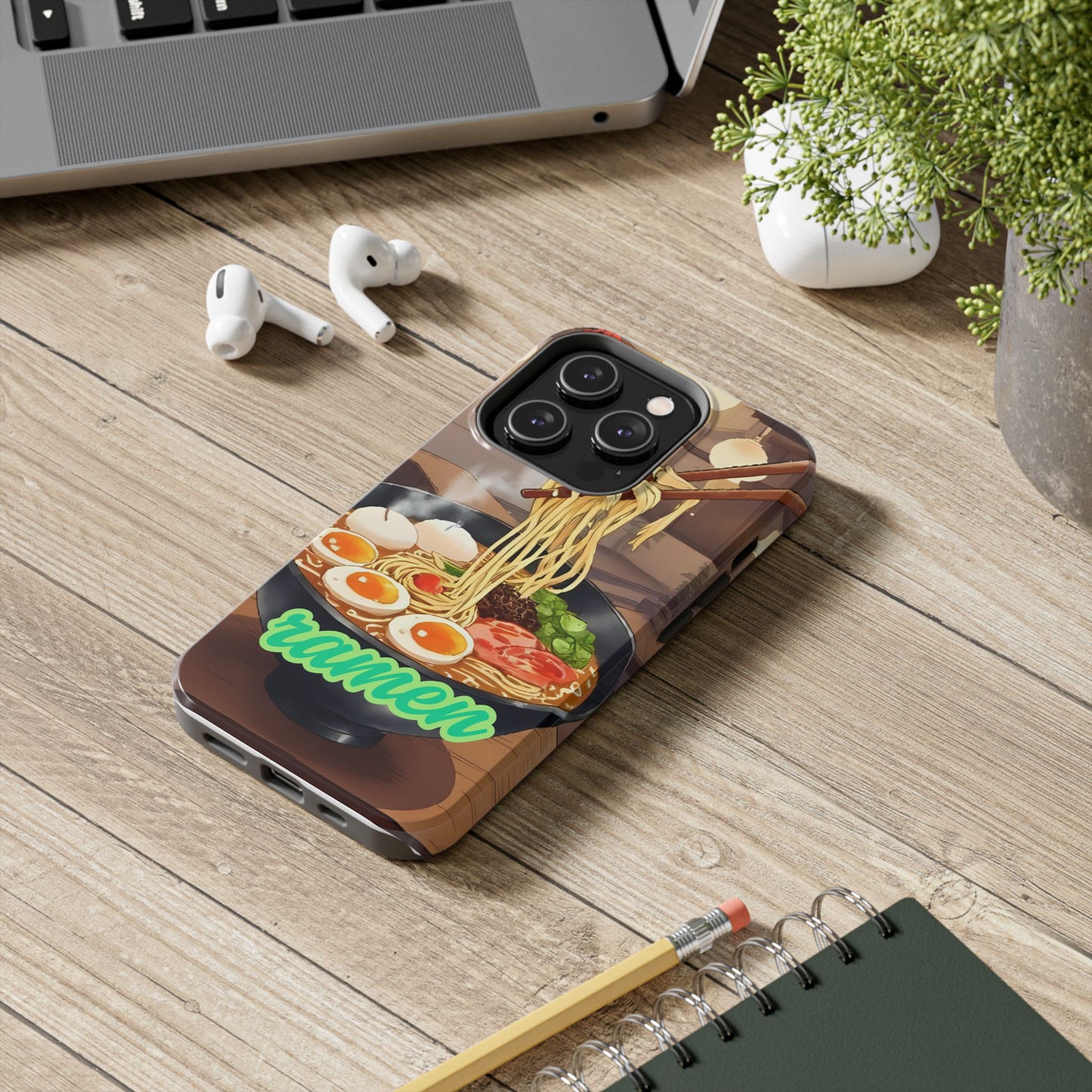 Ramen Bowl Phone Case, Cute Tough Phone Case, Anime Aesthetic Accessories, Gift for Food Lovers, Customizable Phone Protection