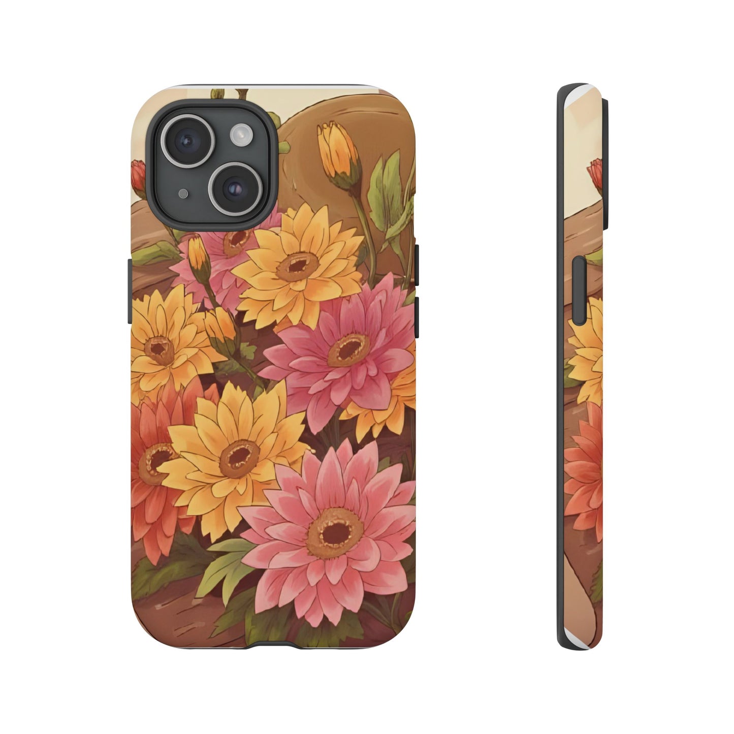 Floral Phone Case - Colorful Flower Design, Tough Protective Case, Gift for Nature Lovers, Spring Accents, Cute Accessories