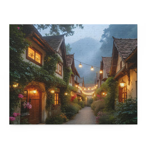 Fantastical Cityscape Puzzle, Cozy Home Decor, Gift for Puzzle Lovers, Evening Ambiance, Family Activity, Romantic Home Night