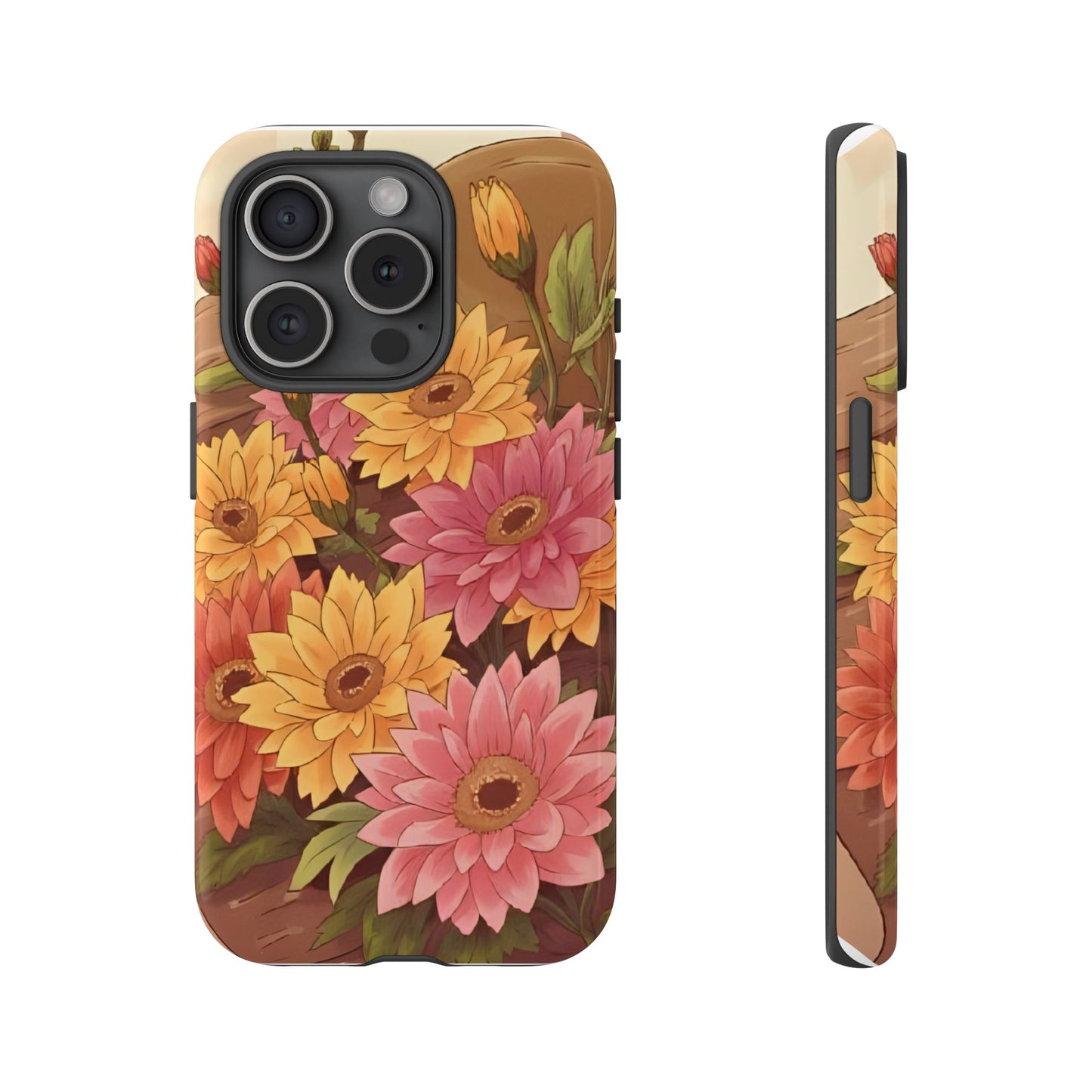 Floral Phone Case - Colorful Flower Design, Tough Protective Case, Gift for Nature Lovers, Spring Accents, Cute Accessories