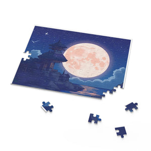 Moonlit Retreat Puzzle - 120, 252, 500 Pieces, Night Sky Art Puzzle, Relaxing Gift, Home Decor, Family Fun Activity