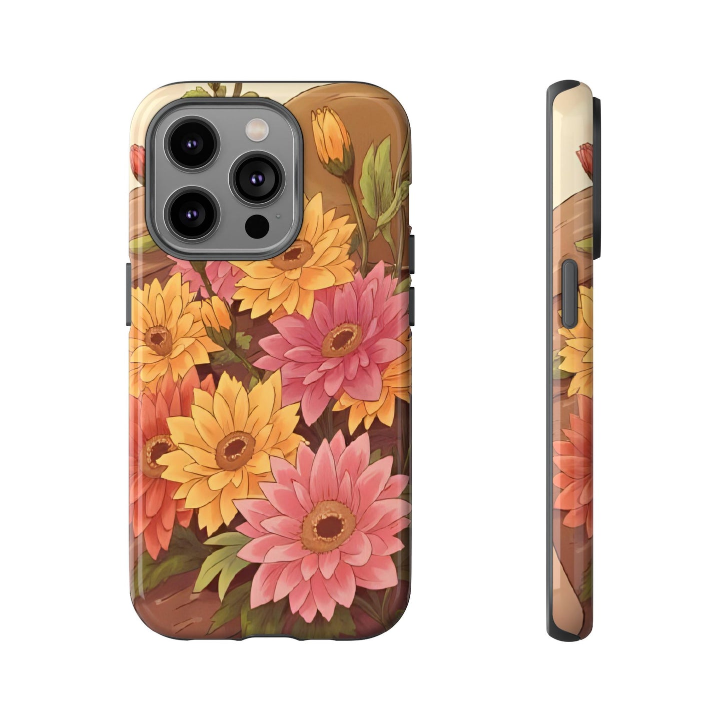 Floral Phone Case - Colorful Flower Design, Tough Protective Case, Gift for Nature Lovers, Spring Accents, Cute Accessories