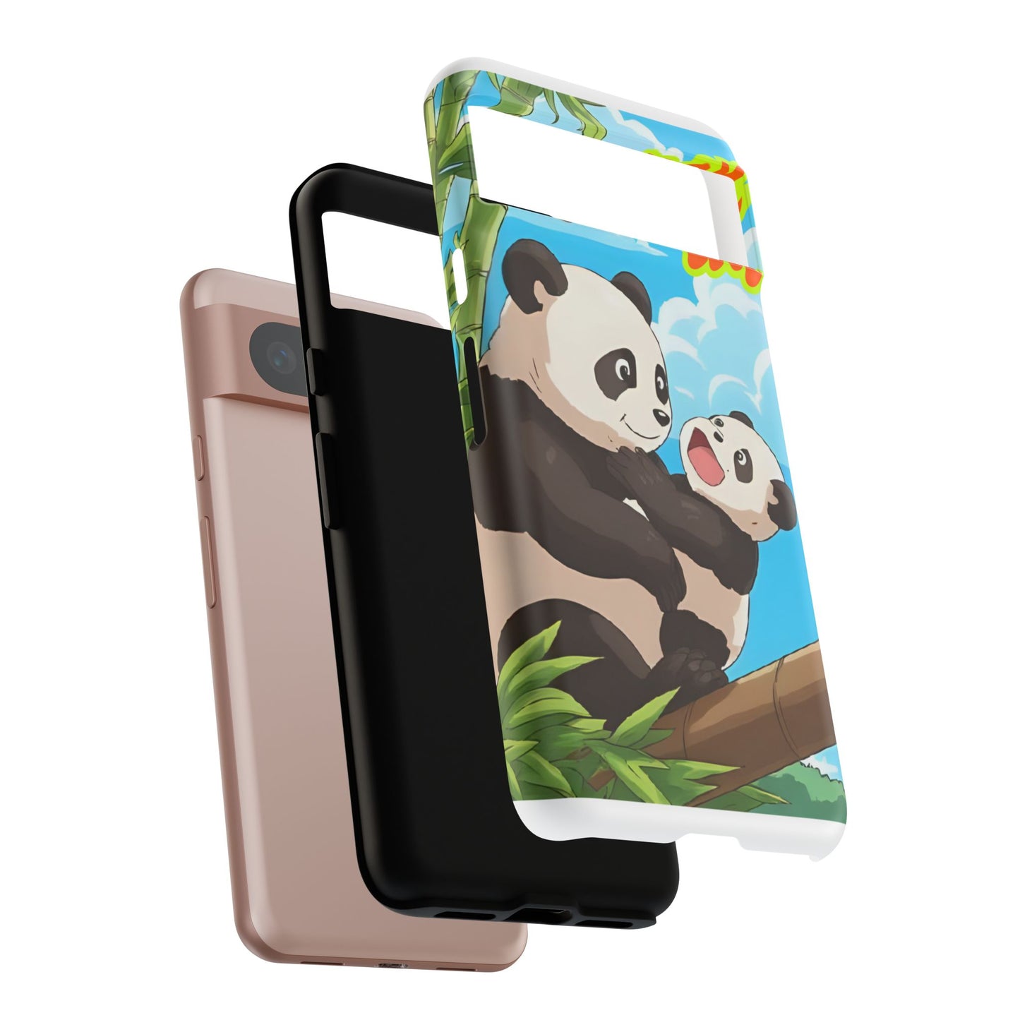 Panda Phone Case - Cute Panda Mom and Baby Design, Phone Cover for Animal Lovers, Gift for Kids and Adults, Jungle Vibe, Fun Accessory