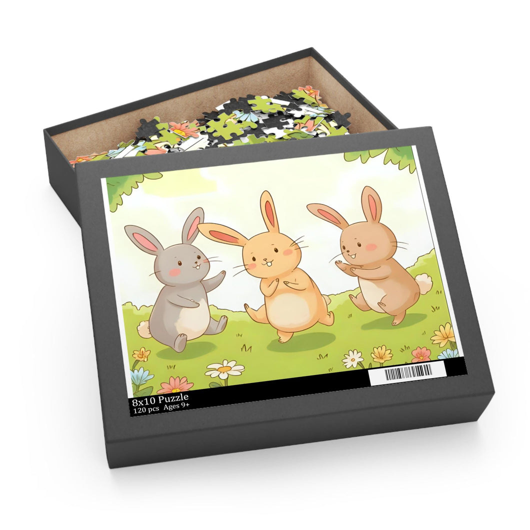Charming Rabbit Puzzle for Kids, 3 Bunny Friends Jigsaw Game, Animal Lovers Gift, Family Fun Activity, Child's Birthday Present
