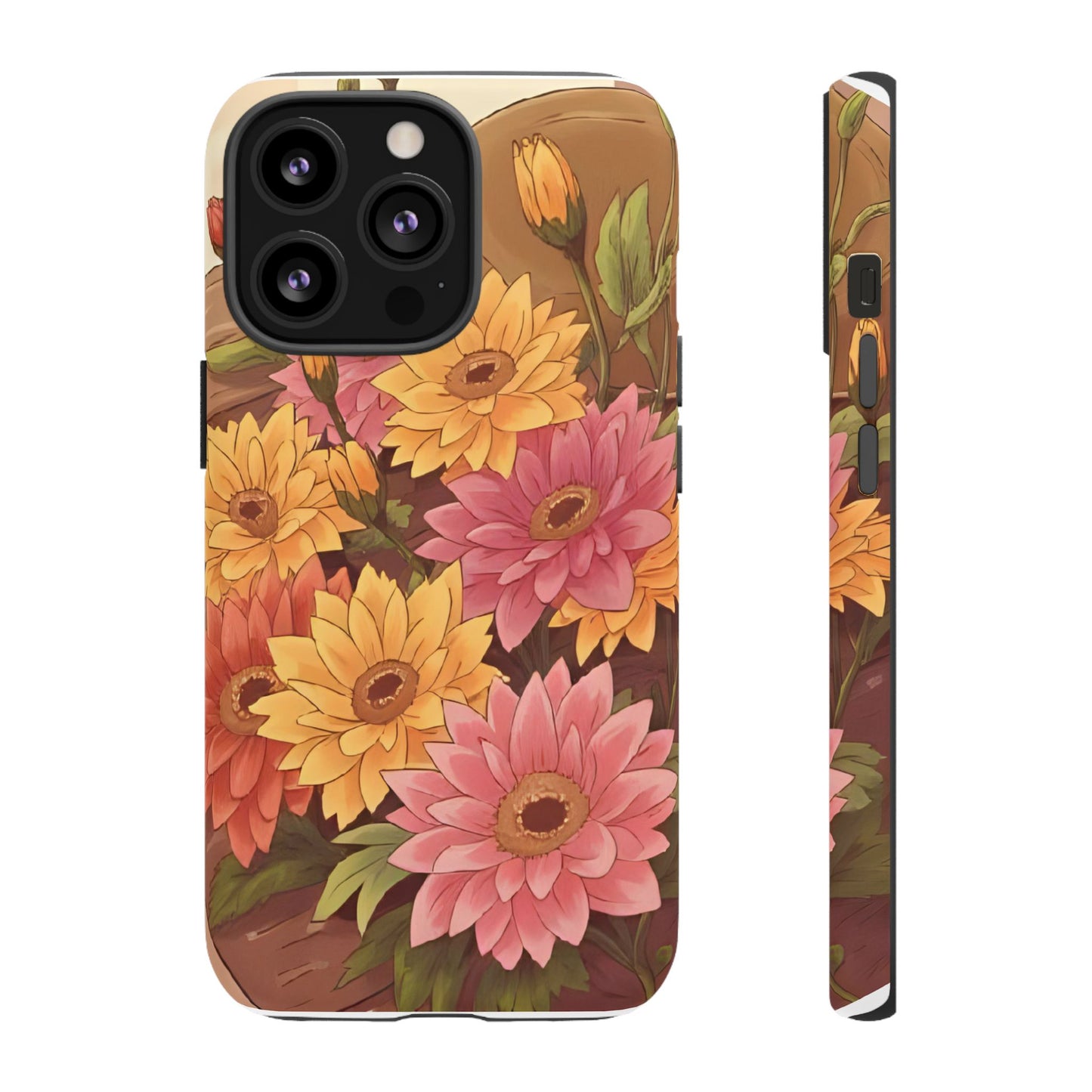 Floral Phone Case - Colorful Flower Design, Tough Protective Case, Gift for Nature Lovers, Spring Accents, Cute Accessories