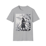 Sakura Samurai Unisex T-Shirt | Eco-Friendly Softstyle Tee, Anime Lover Gift, Casual Wear, Spring Fashion, Unique Art T-Shirt