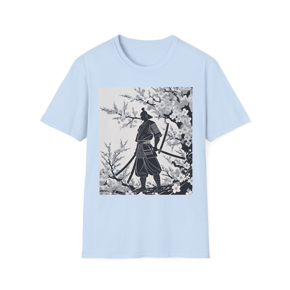 Sakura Samurai Unisex T-Shirt | Eco-Friendly Softstyle Tee, Anime Lover Gift, Casual Wear, Spring Fashion, Unique Art T-Shirt