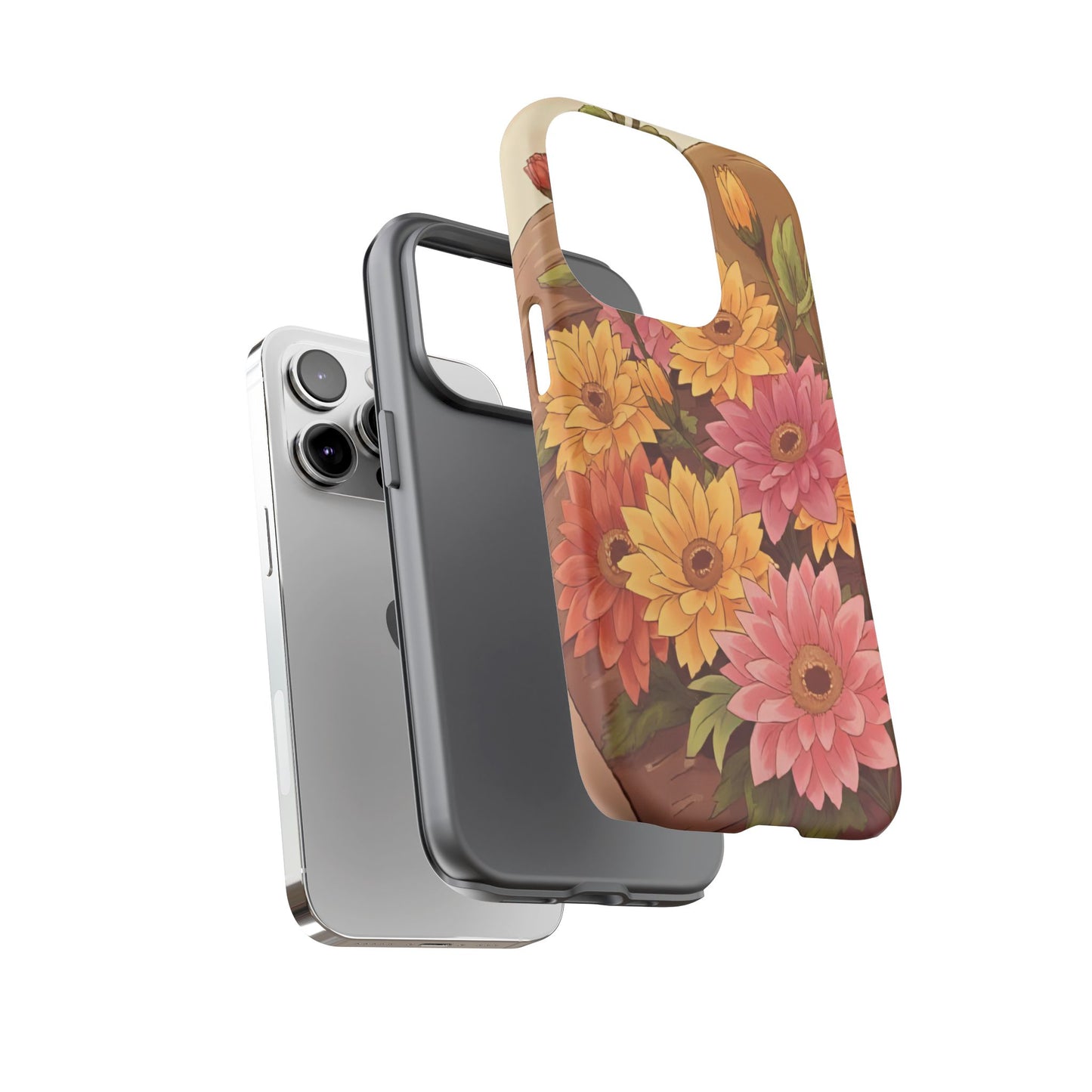 Floral Phone Case - Colorful Flower Design, Tough Protective Case, Gift for Nature Lovers, Spring Accents, Cute Accessories
