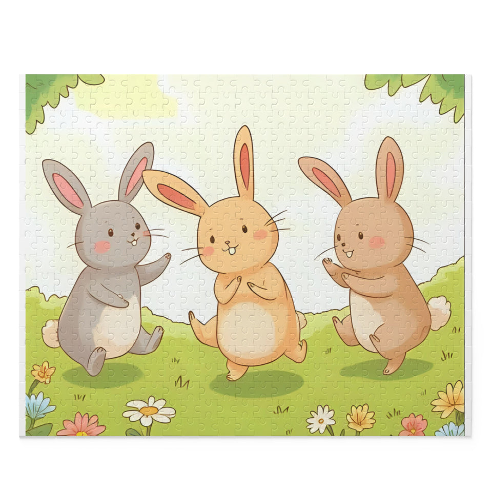 Charming Rabbit Puzzle for Kids, 3 Bunny Friends Jigsaw Game, Animal Lovers Gift, Family Fun Activity, Child's Birthday Present
