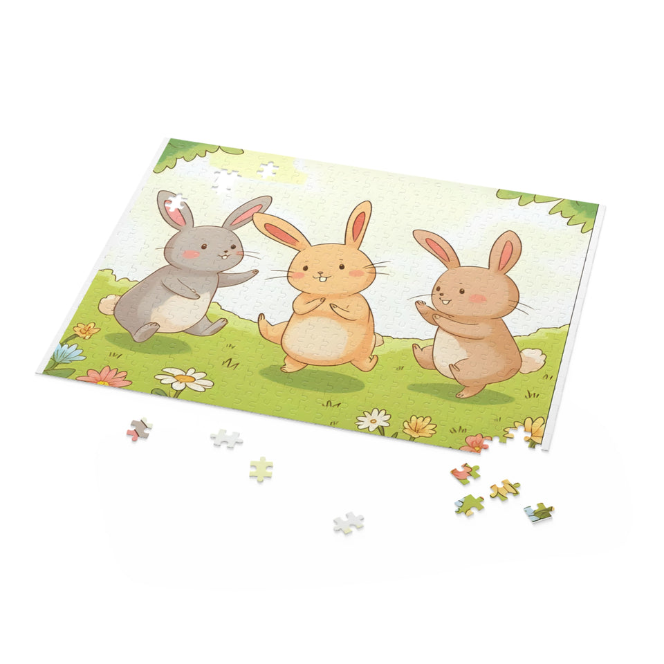 Charming Rabbit Puzzle for Kids, 3 Bunny Friends Jigsaw Game, Animal Lovers Gift, Family Fun Activity, Child's Birthday Present
