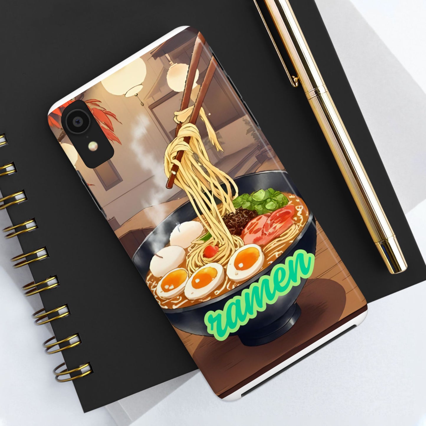 Ramen Bowl Phone Case, Cute Tough Phone Case, Anime Aesthetic Accessories, Gift for Food Lovers, Customizable Phone Protection