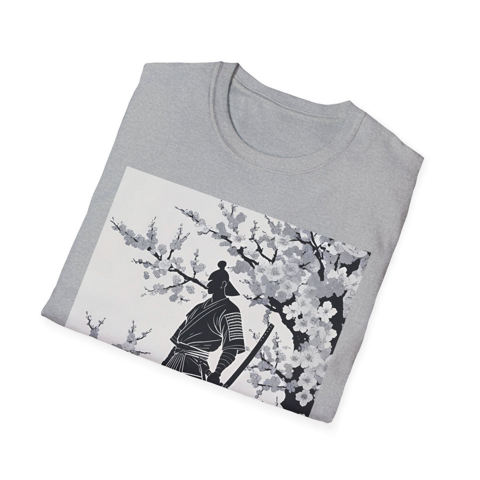 Sakura Samurai Unisex T-Shirt | Eco-Friendly Softstyle Tee, Anime Lover Gift, Casual Wear, Spring Fashion, Unique Art T-Shirt
