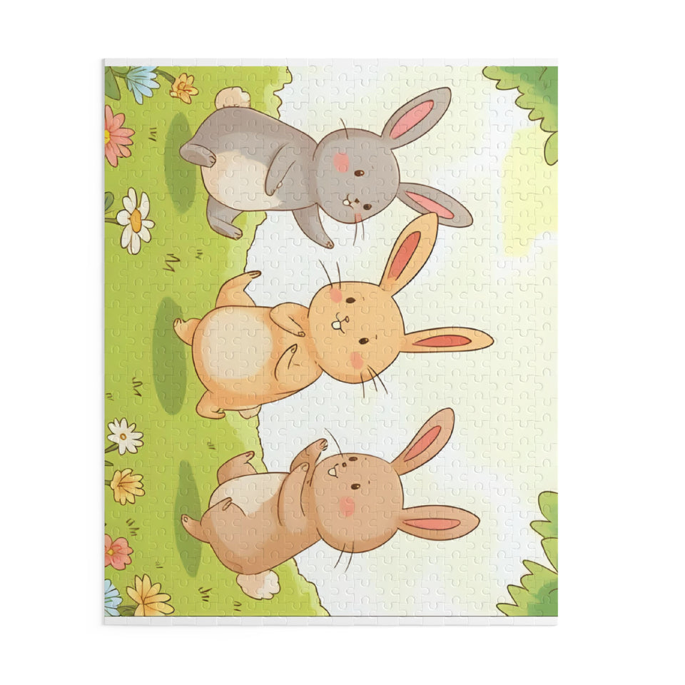 Charming Rabbit Puzzle for Kids, 3 Bunny Friends Jigsaw Game, Animal Lovers Gift, Family Fun Activity, Child's Birthday Present