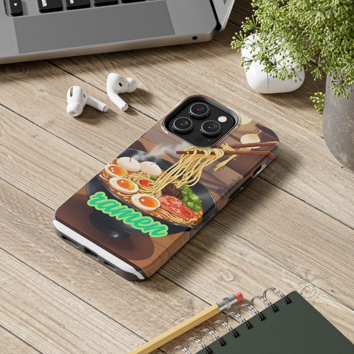 Ramen Bowl Phone Case, Cute Tough Phone Case, Anime Aesthetic Accessories, Gift for Food Lovers, Customizable Phone Protection