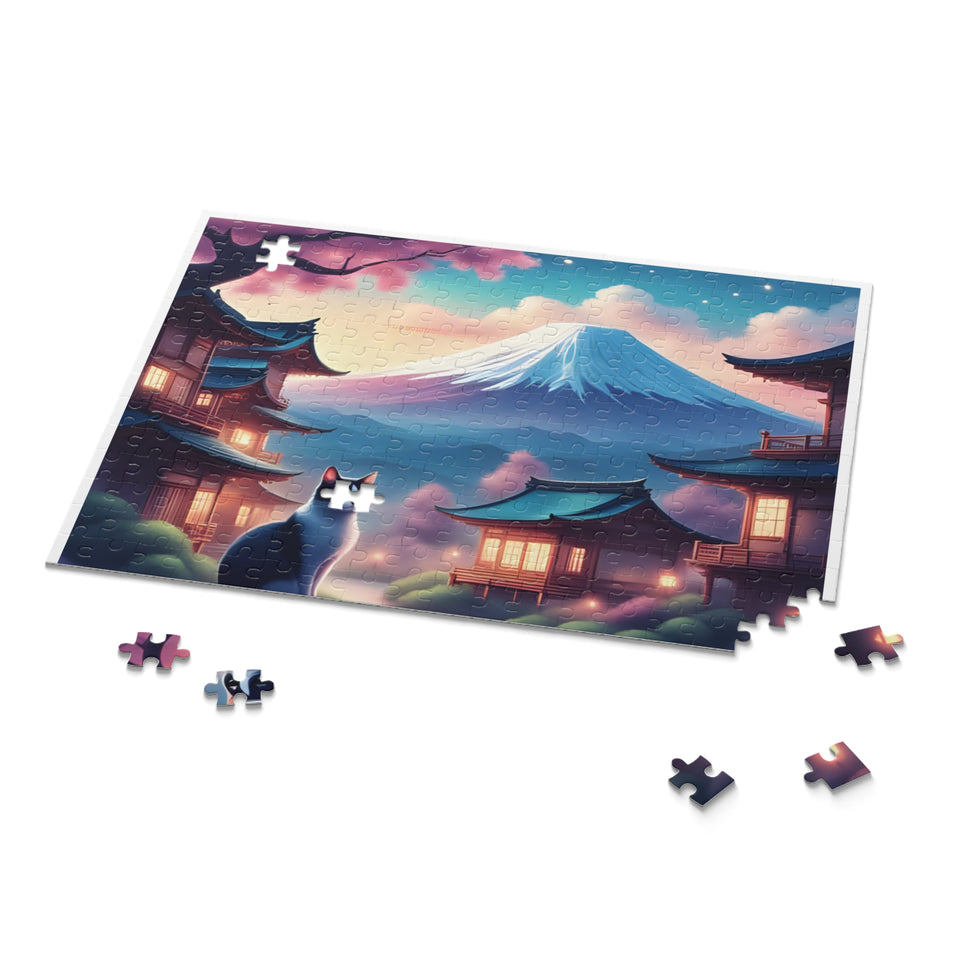 Serene Landscape Puzzle with Cat - 120, 252, 500-Piece, Jigsaw for Cat Lovers, Home Decor, Game Night, Gift for All Occasions