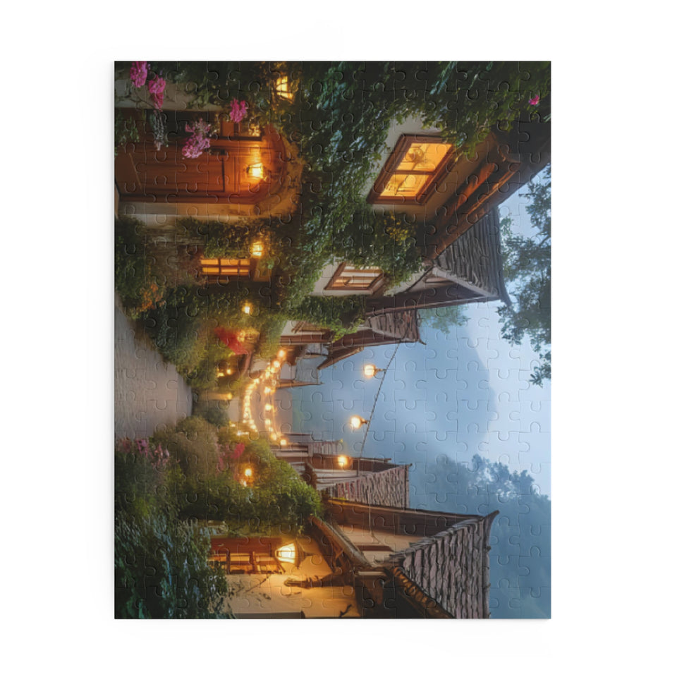 Fantastical Cityscape Puzzle, Cozy Home Decor, Gift for Puzzle Lovers, Evening Ambiance, Family Activity, Romantic Home Night