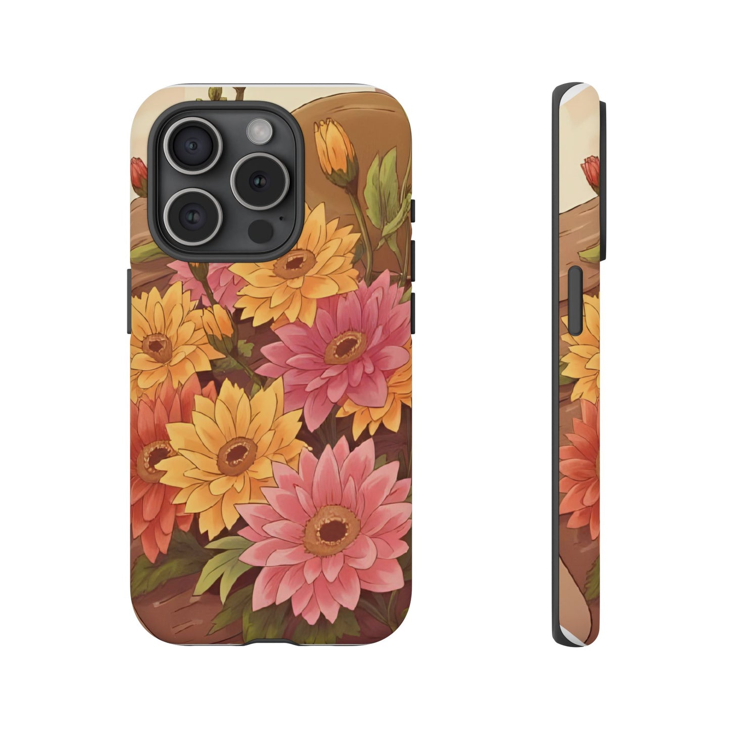 Floral Phone Case - Colorful Flower Design, Tough Protective Case, Gift for Nature Lovers, Spring Accents, Cute Accessories