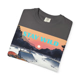 Skateboard Graphic Tee, Unisex Casual Wear, Stay Wild Shirt, Perfect for Skaters and Nature Lovers, Vintage Style T-Shirt