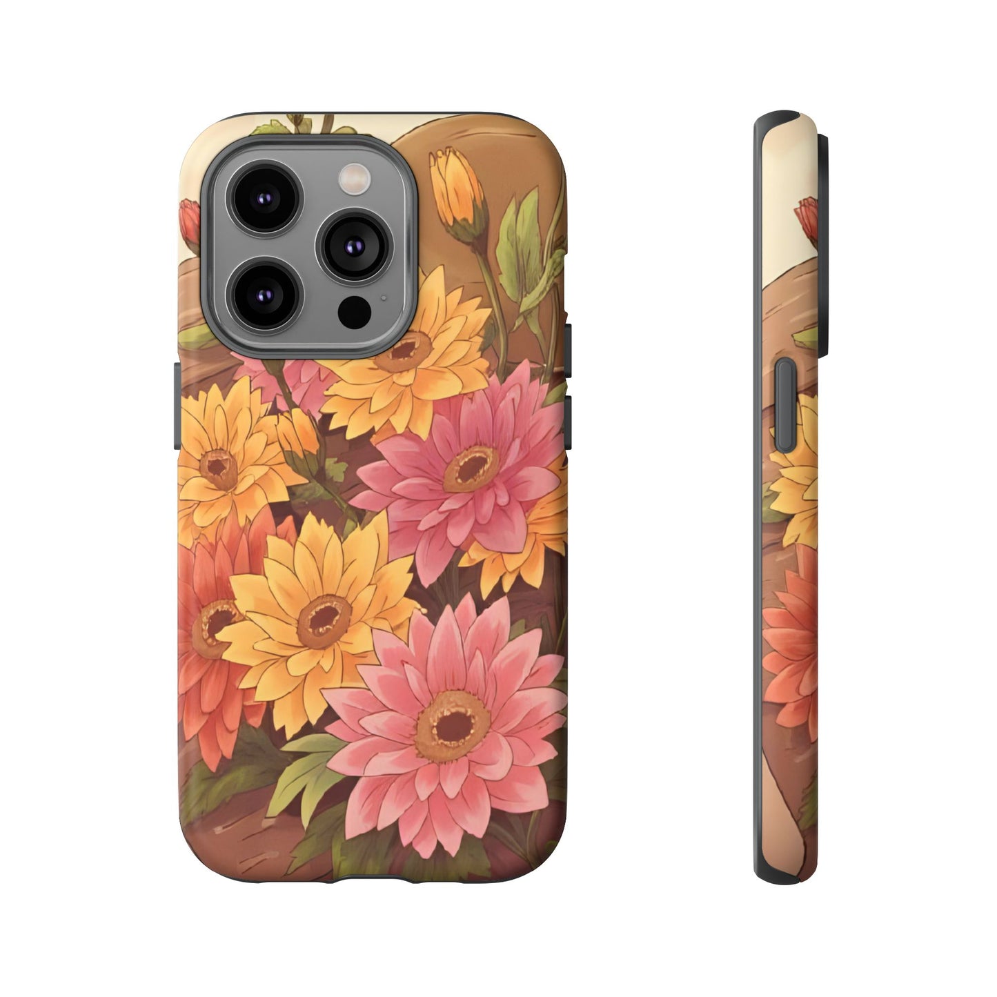 Floral Phone Case - Colorful Flower Design, Tough Protective Case, Gift for Nature Lovers, Spring Accents, Cute Accessories