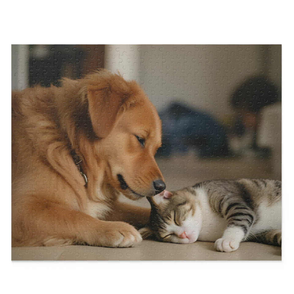 Cozy Pet Puzzle for Animal Lovers, 120-500 Pieces, Dog Cat Lovers Gift, Cat Dog Puzzle, Home Decor Puzzle, Family Bonding Activity