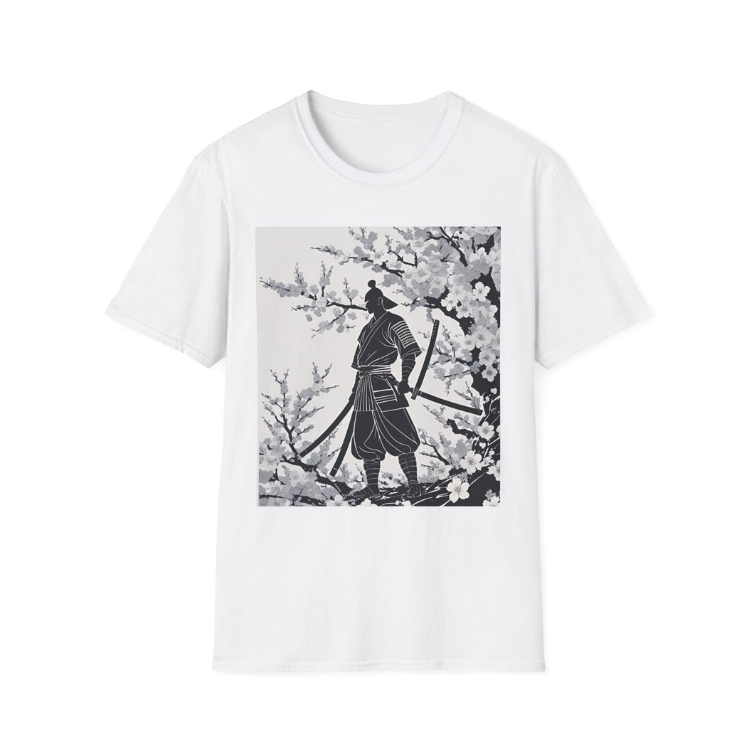 Sakura Samurai Unisex T-Shirt | Eco-Friendly Softstyle Tee, Anime Lover Gift, Casual Wear, Spring Fashion, Unique Art T-Shirt