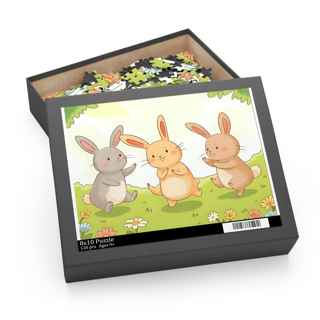Charming Rabbit Puzzle for Kids, 3 Bunny Friends Jigsaw Game, Animal Lovers Gift, Family Fun Activity, Child's Birthday Present