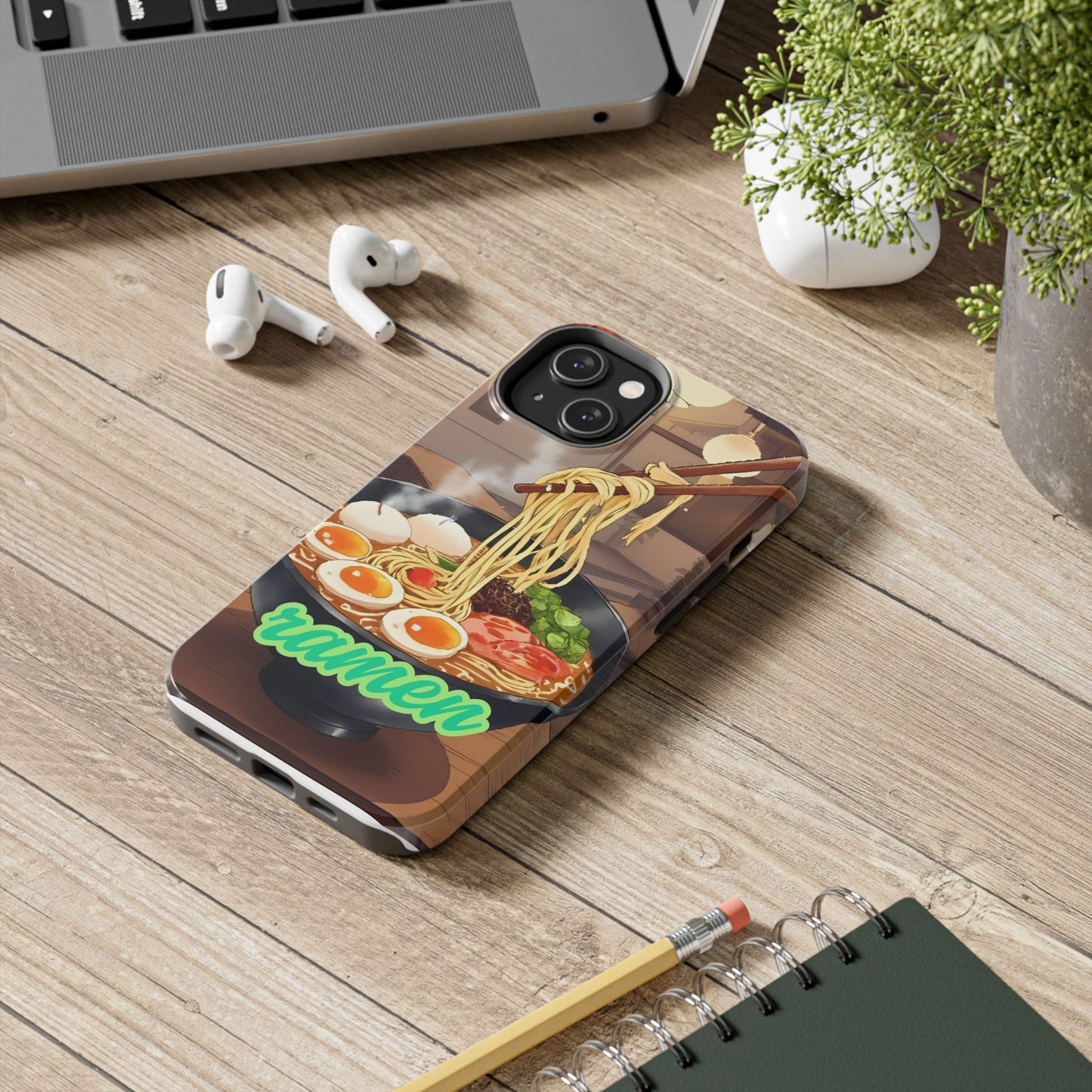 Ramen Bowl Phone Case, Cute Tough Phone Case, Anime Aesthetic Accessories, Gift for Food Lovers, Customizable Phone Protection