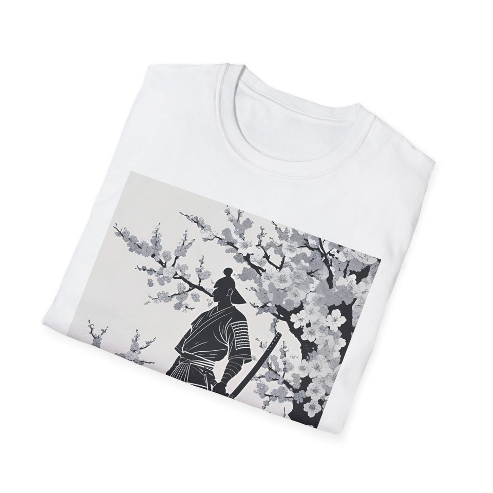 Sakura Samurai Unisex T-Shirt | Eco-Friendly Softstyle Tee, Anime Lover Gift, Casual Wear, Spring Fashion, Unique Art T-Shirt
