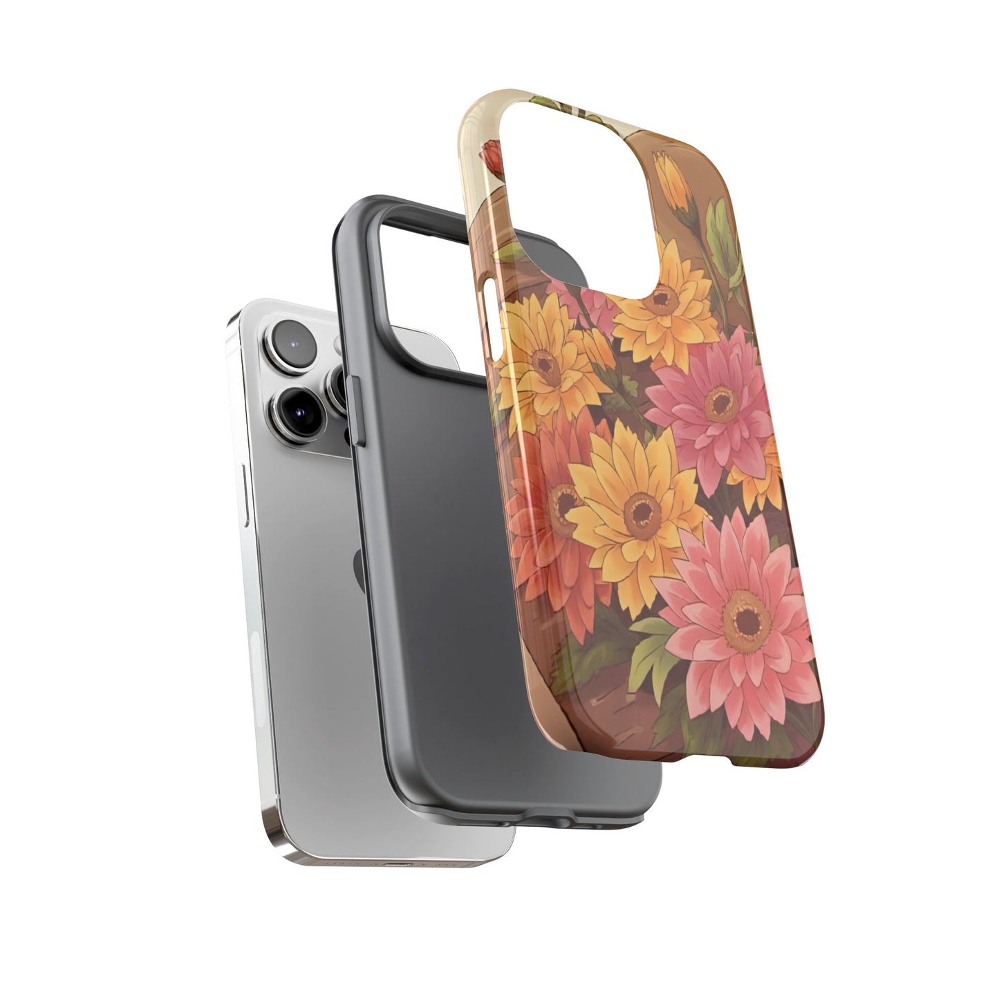 Floral Phone Case - Colorful Flower Design, Tough Protective Case, Gift for Nature Lovers, Spring Accents, Cute Accessories
