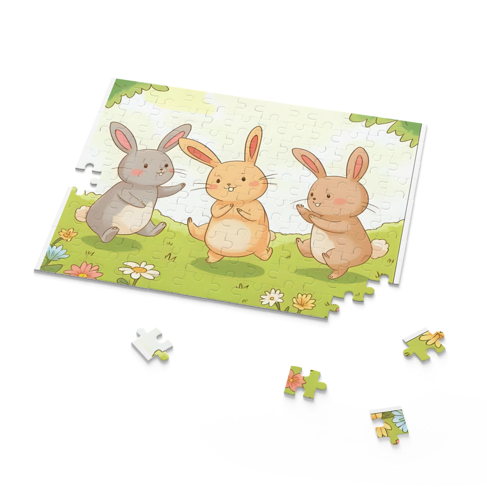 Charming Rabbit Puzzle for Kids, 3 Bunny Friends Jigsaw Game, Animal Lovers Gift, Family Fun Activity, Child's Birthday Present