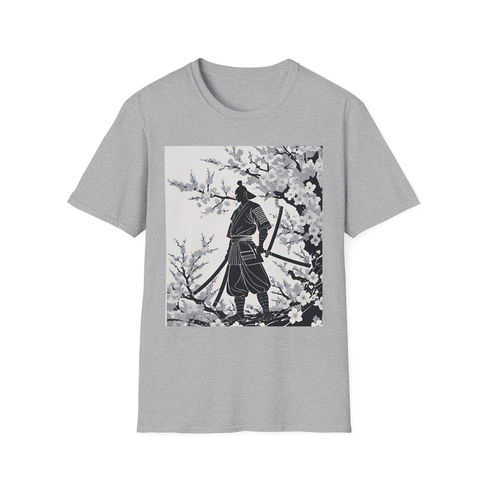 Sakura Samurai Unisex T-Shirt | Eco-Friendly Softstyle Tee, Anime Lover Gift, Casual Wear, Spring Fashion, Unique Art T-Shirt