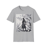 Sakura Samurai Unisex T-Shirt | Eco-Friendly Softstyle Tee, Anime Lover Gift, Casual Wear, Spring Fashion, Unique Art T-Shirt