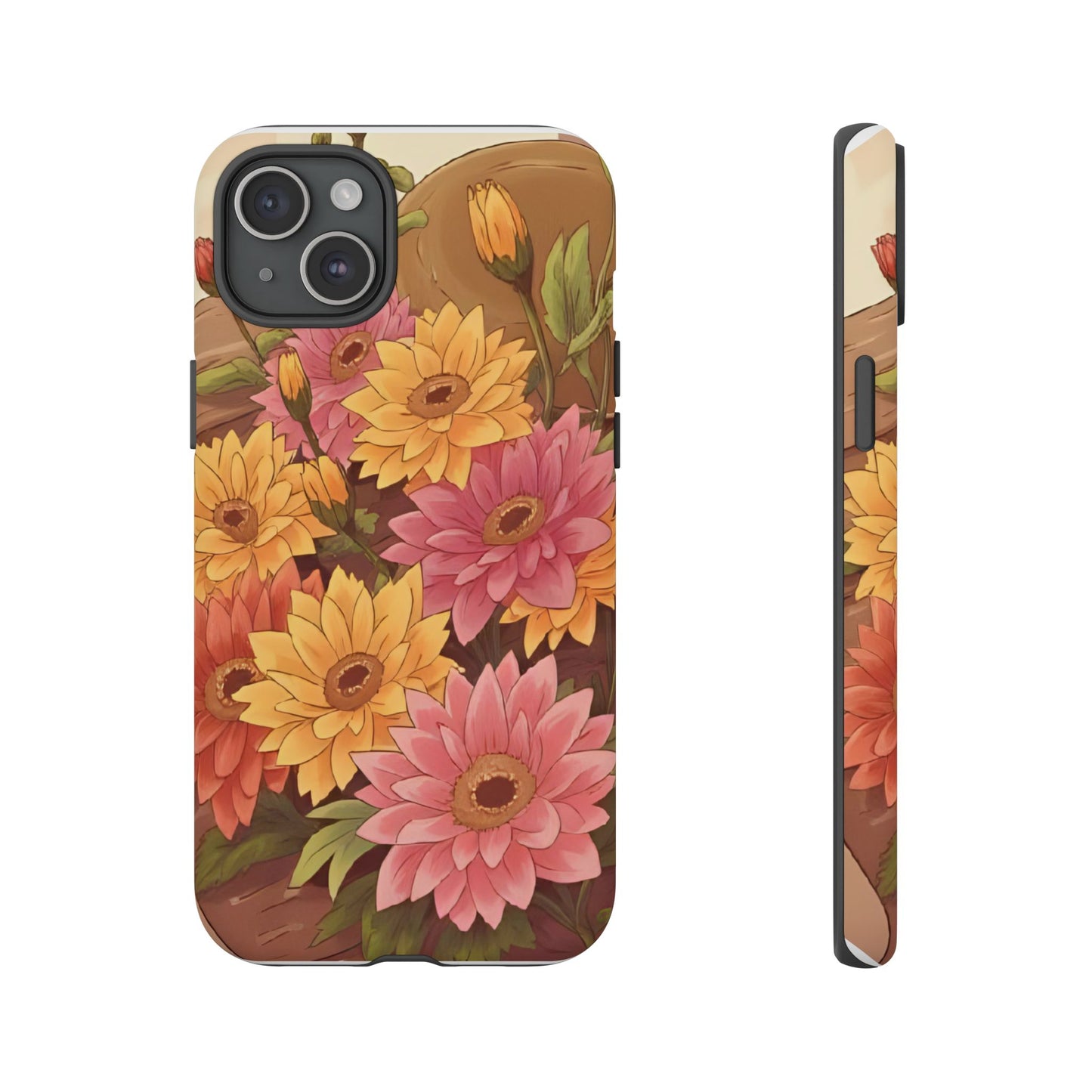 Floral Phone Case - Colorful Flower Design, Tough Protective Case, Gift for Nature Lovers, Spring Accents, Cute Accessories