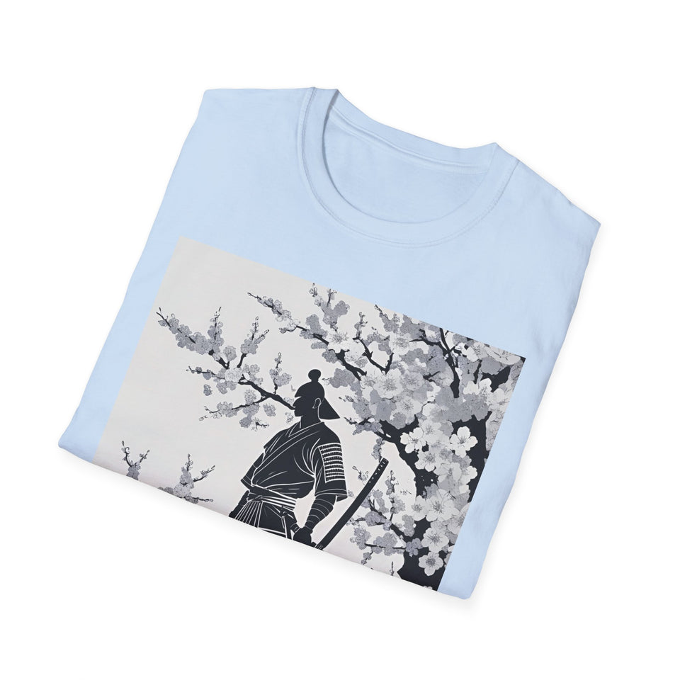 Sakura Samurai Unisex T-Shirt | Eco-Friendly Softstyle Tee, Anime Lover Gift, Casual Wear, Spring Fashion, Unique Art T-Shirt